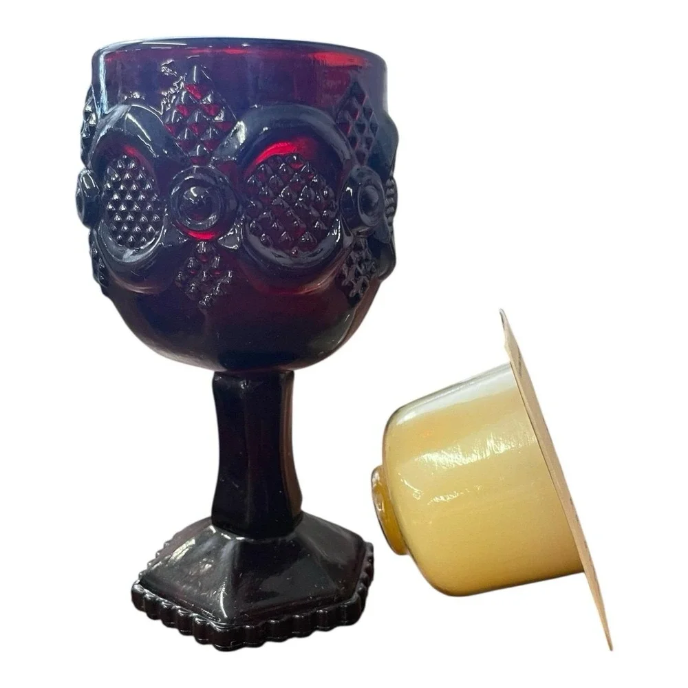 Avon The 1876 Cape Cod Collection Red‎ Glass Wine Goblet Candlette Holder